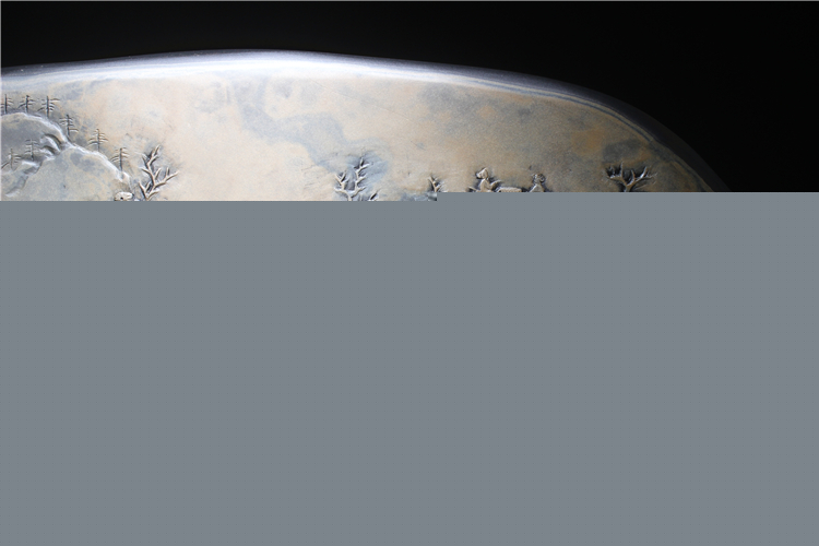 松山雅居歙硯手工精品，老坑金暈原石籽料