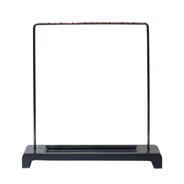 紫銅精品硯石毛筆掛，中式書法擺件筆架