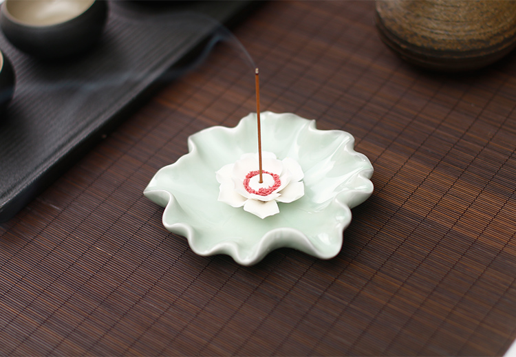 蓮花香爐香插線香爐，創(chuàng)意唯美中式陶瓷熏香爐