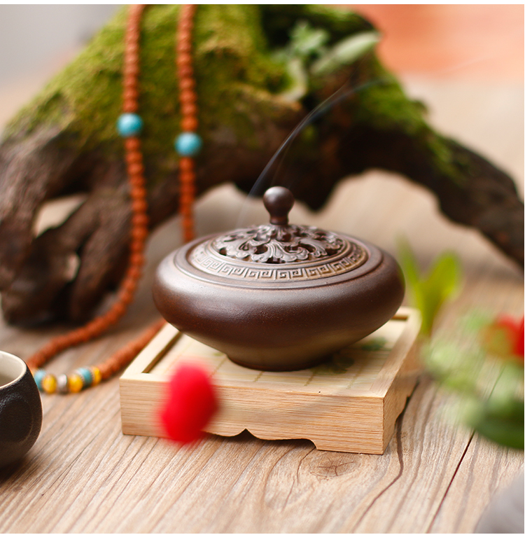 古典創(chuàng)意黑陶香薰?fàn)t，家用居室供佛仿古熏香爐