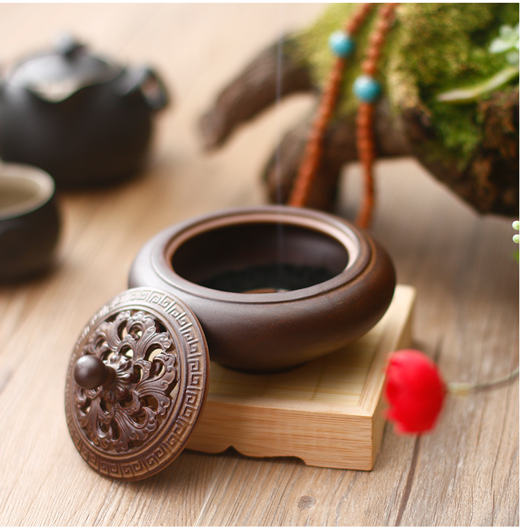 古典創(chuàng)意黑陶香薰?fàn)t，家用居室供佛仿古熏香爐