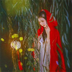 夜深庭間女子古風(fēng)頭像大全，紅斗篷美人qq頭像