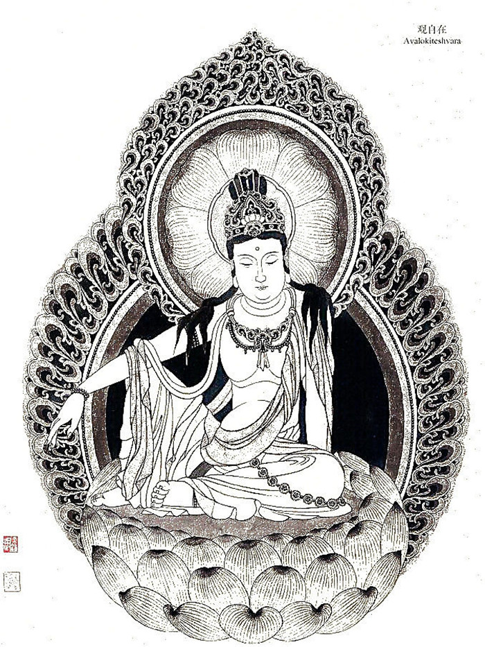 中國傳統(tǒng)菩薩大菩薩國畫白描欣賞