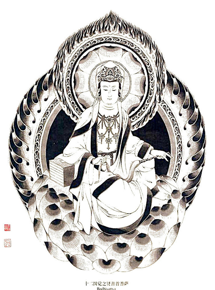 中國傳統(tǒng)菩薩大菩薩國畫白描欣賞