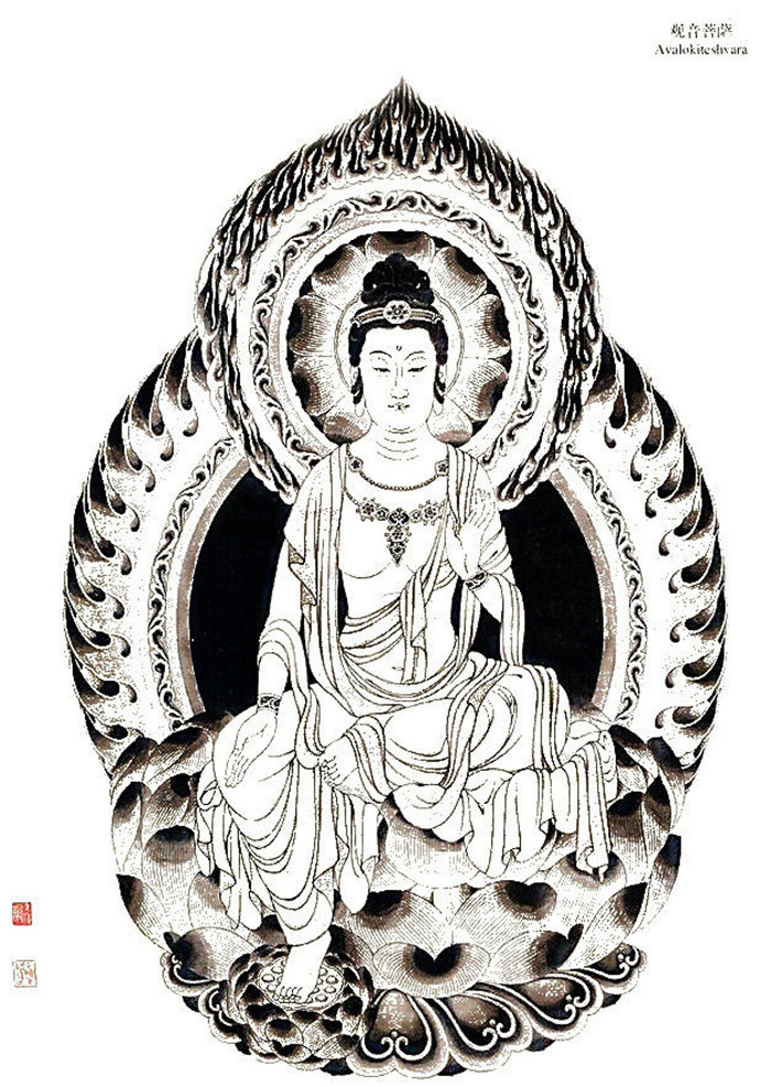 中國傳統(tǒng)菩薩大菩薩國畫白描欣賞