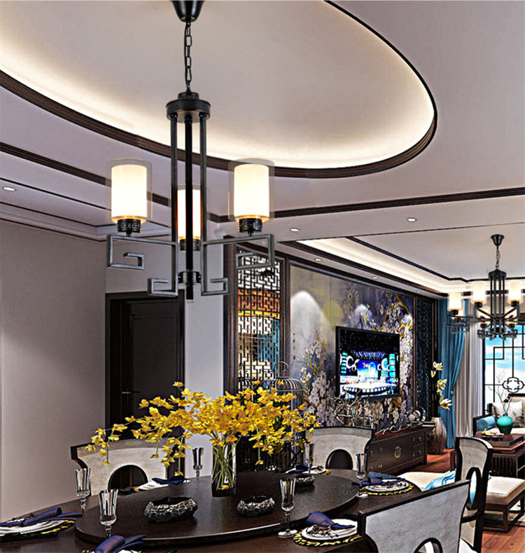 新中式客廳復(fù)古大吊燈，鐵藝室內(nèi)燈具