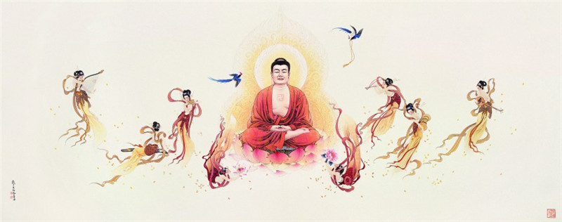 佛像畫家李唐工筆畫羅漢圖