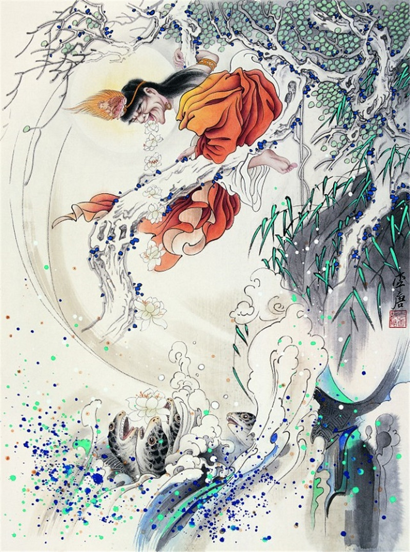 佛像畫(huà)家李唐工筆畫(huà)羅漢圖