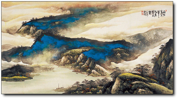 巍峨大氣的山水風(fēng)景水墨國(guó)畫作品欣賞