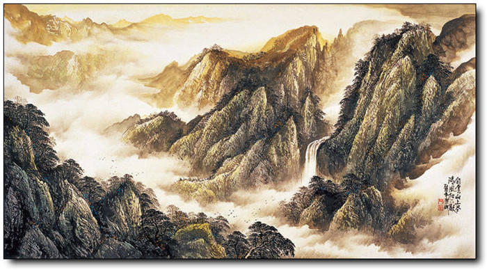 巍峨大氣的山水風(fēng)景水墨國(guó)畫作品欣賞