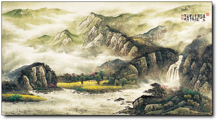 巍峨大氣的山水風(fēng)景水墨國(guó)畫作品欣賞