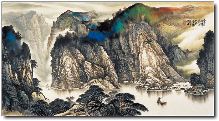 巍峨大氣的山水風(fēng)景水墨國(guó)畫作品欣賞