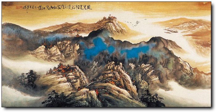巍峨大氣的山水風(fēng)景水墨國(guó)畫作品欣賞