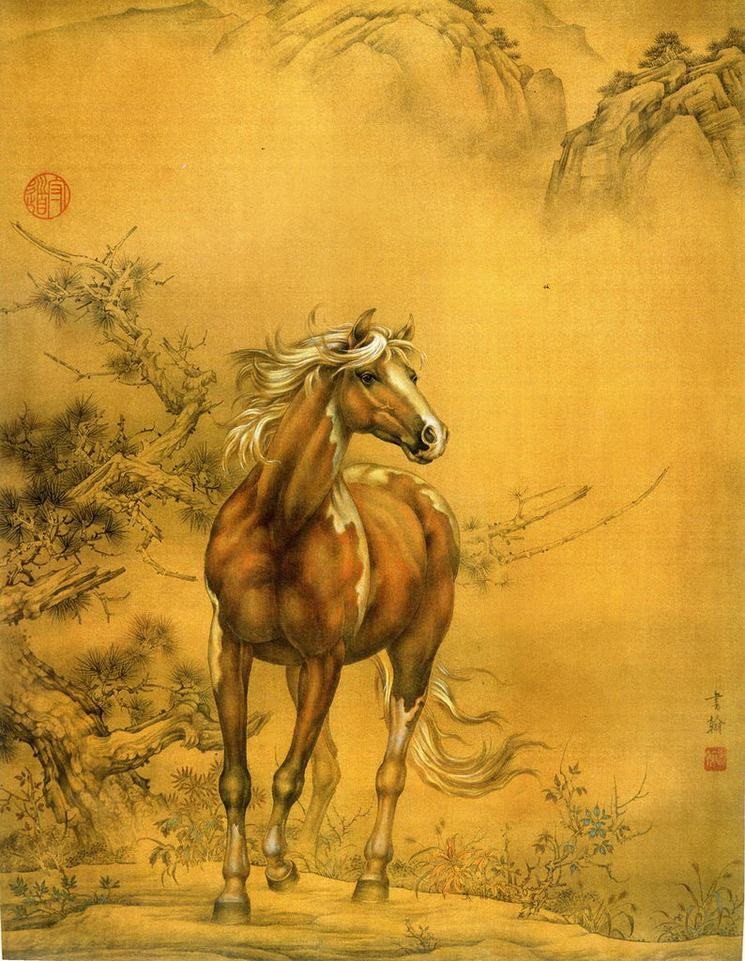 細(xì)膩畫工筆畫風(fēng)乾隆八駿圖