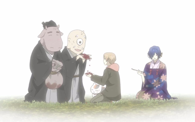 動(dòng)漫《夏目友人帳》圖片，夏目和貓咪老師