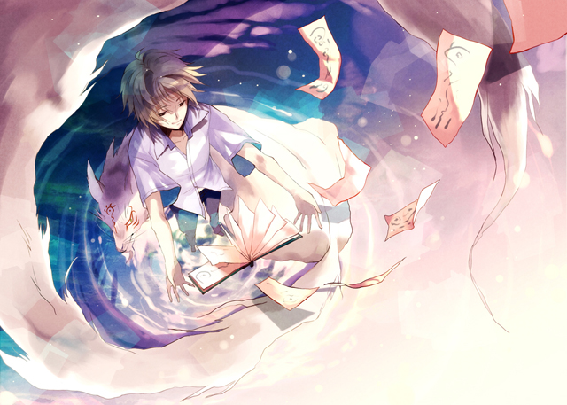 動(dòng)漫《夏目友人帳》圖片，夏目和貓咪老師