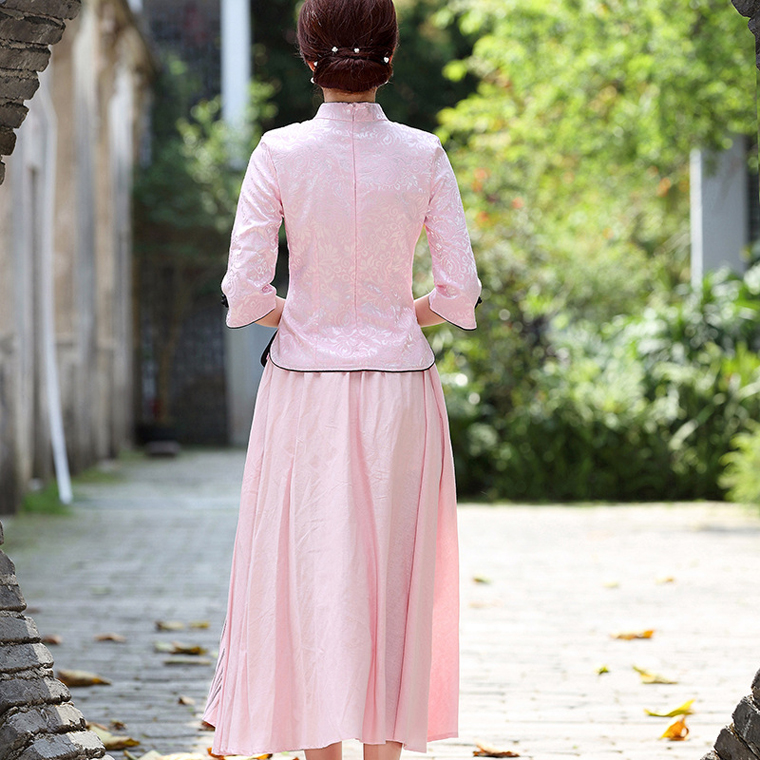 家佳樂(lè)文學(xué)復(fù)古盤(pán)扣棉麻改良旗袍