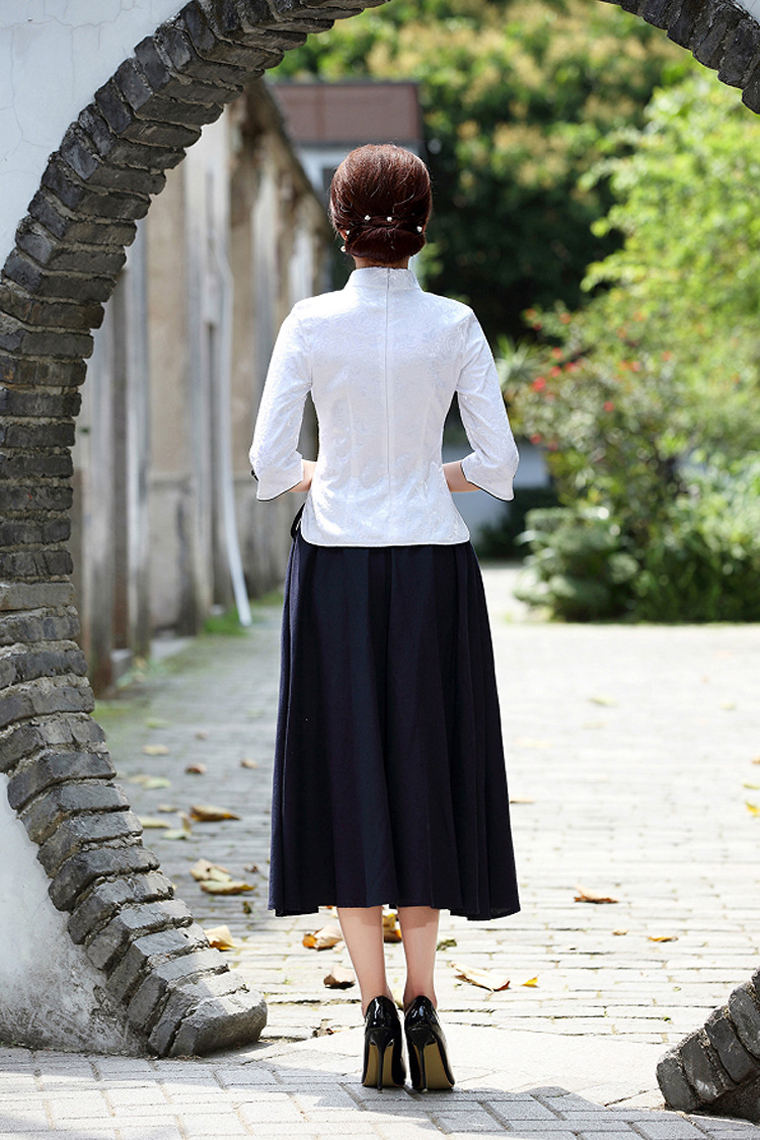 家佳樂(lè)文學(xué)復(fù)古盤(pán)扣棉麻改良旗袍