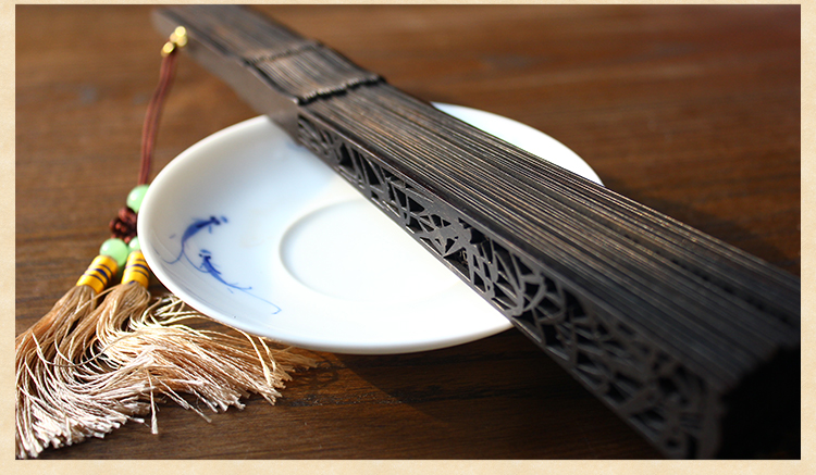 家佳樂文學(xué)雕花黑檀烏木折扇圖片