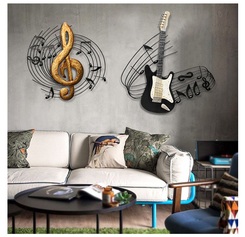 美式復(fù)古墻飾鐵藝樂(lè)器墻壁掛飾