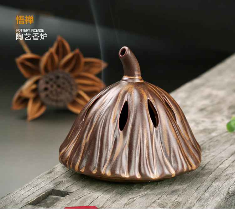 供佛蓮花悟禪陶瓷盤香爐