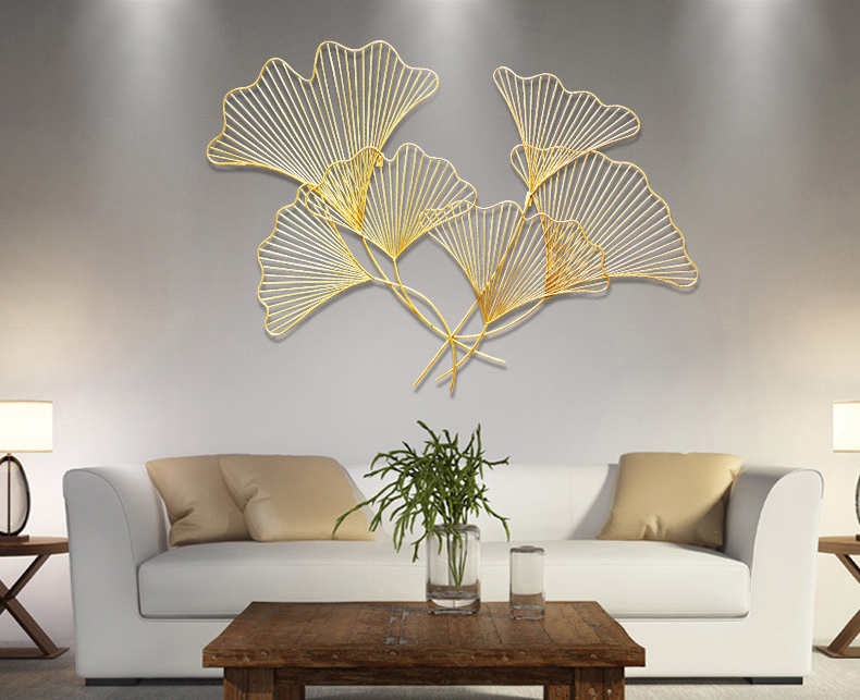 高貴典雅的鐵藝時尚銀杏葉壁飾墻飾