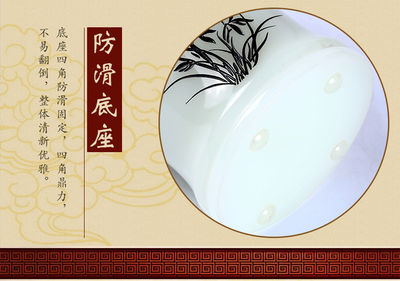 三色家佳樂文學(xué)氣清如蘭玉石筆筒