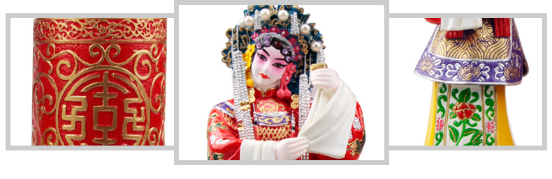 兩款家佳樂文學國粹京劇人物臉譜泥塑彩繪筆筒