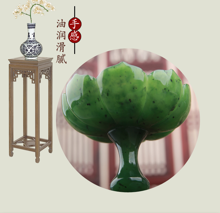 家佳樂文學(xué)文藝碧玉蓮花筆洗和田玉蓮花香爐