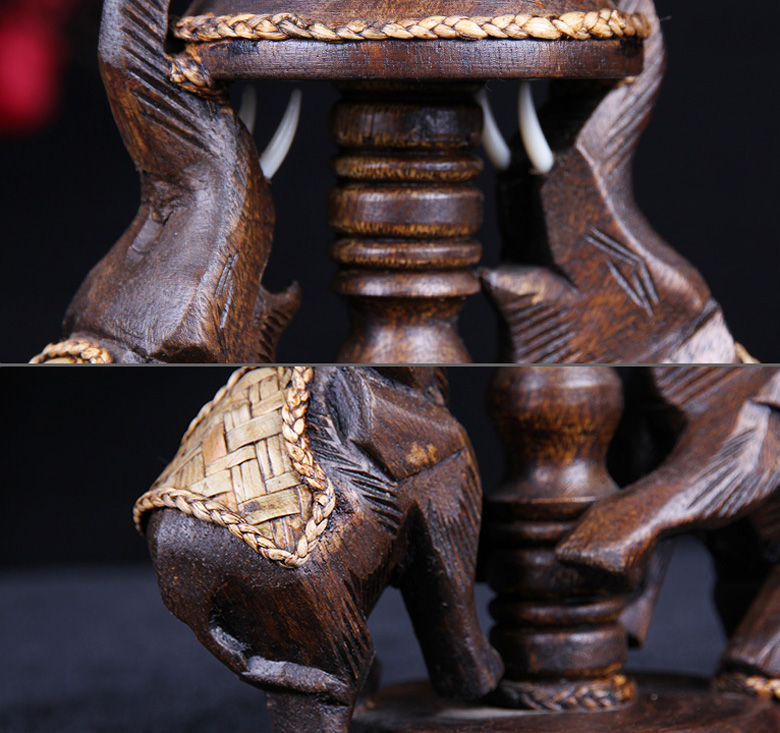 泰國木雕民族風(fēng)招財(cái)大象熏香爐