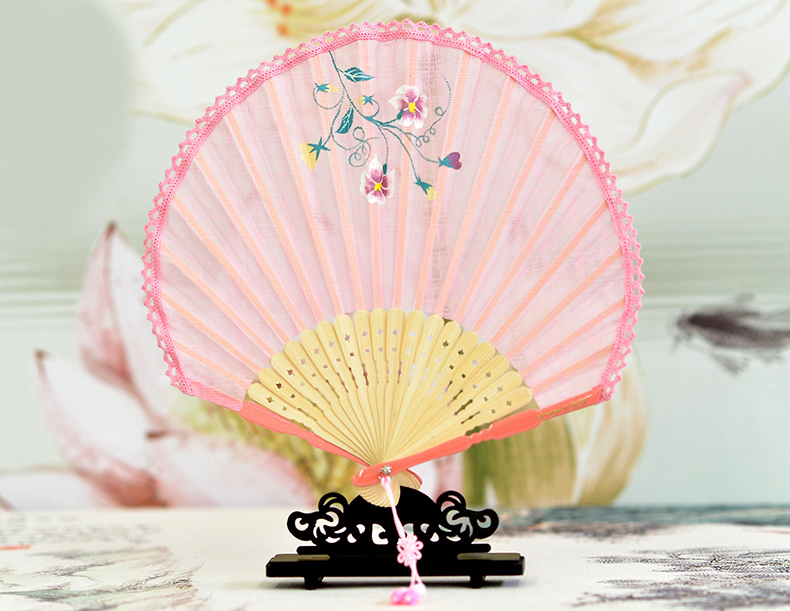 家佳樂(lè)文學(xué)扇子女式棉麻布扇貝殼扇