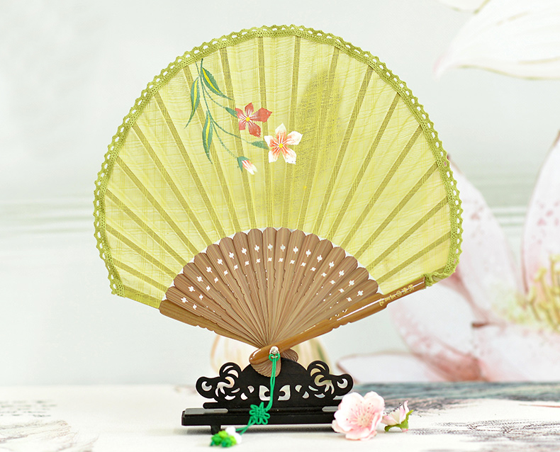 家佳樂(lè)文學(xué)扇子女式棉麻布扇貝殼扇