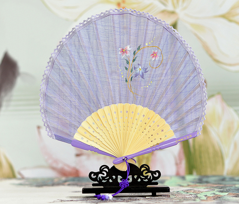 家佳樂(lè)文學(xué)扇子女式棉麻布扇貝殼扇