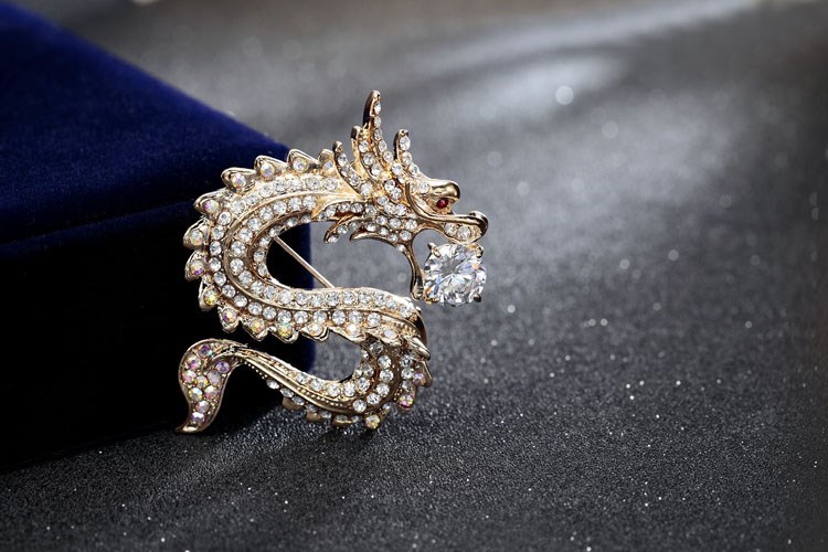 家佳樂(lè)文學(xué)十二生肖胸針動(dòng)物龍胸花別針