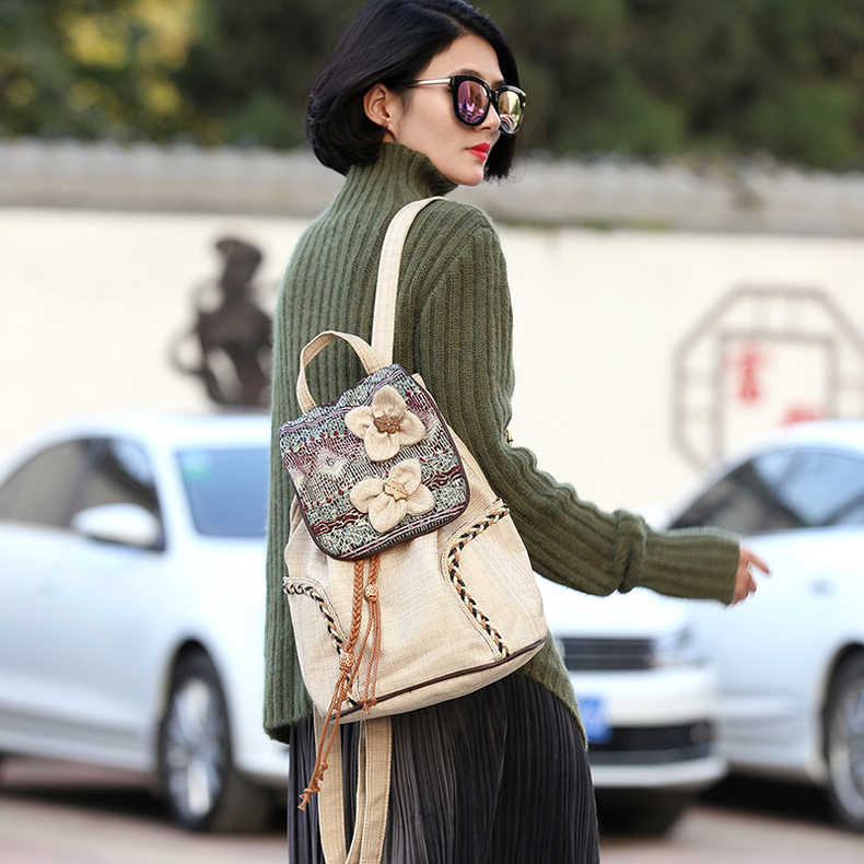 民族風手工編織復(fù)古雙肩包