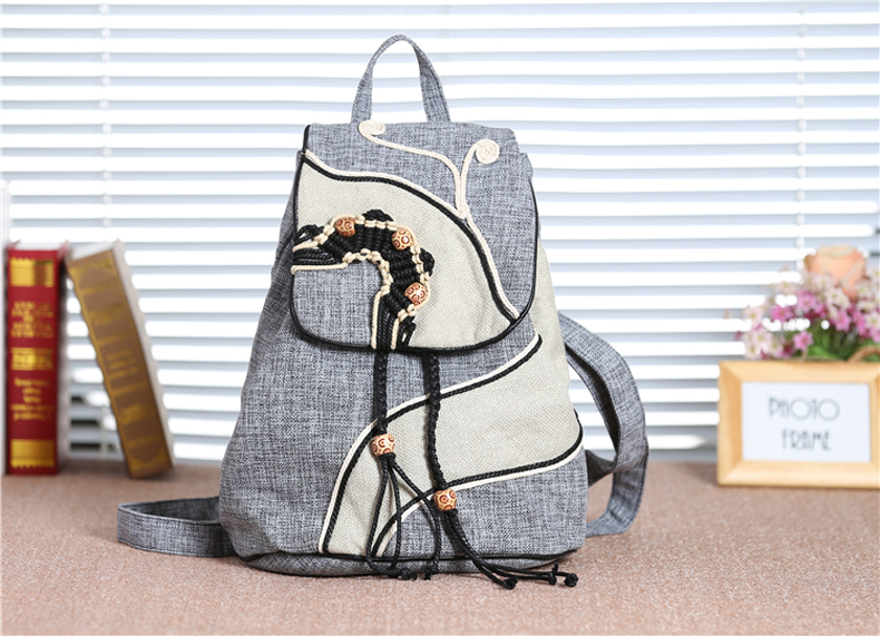 民族風手工編織復(fù)古雙肩包