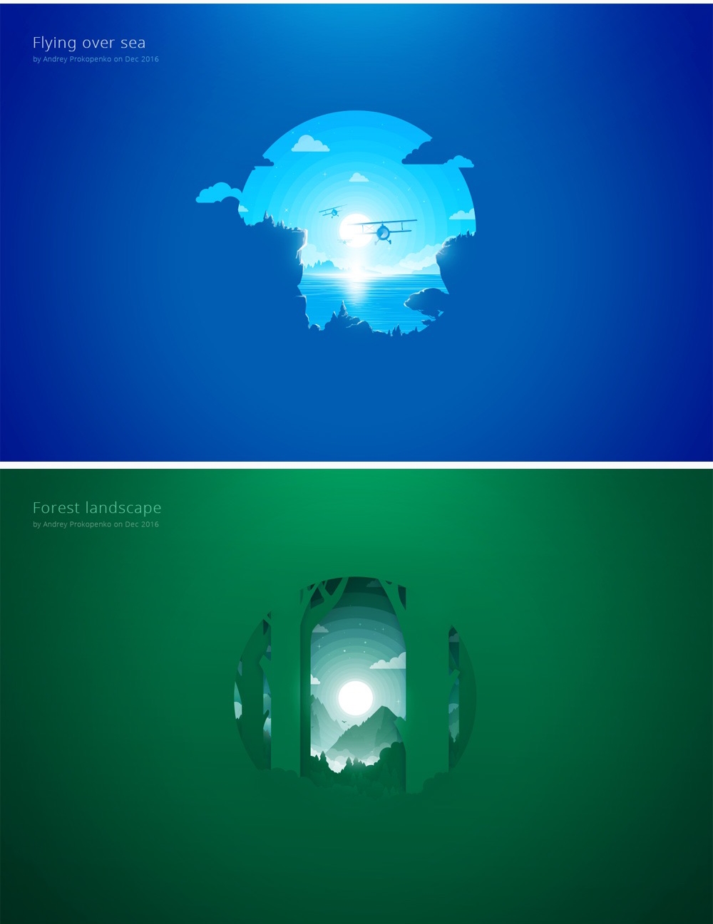 簡約唯美漸變插畫繪制，風(fēng)景美如畫!