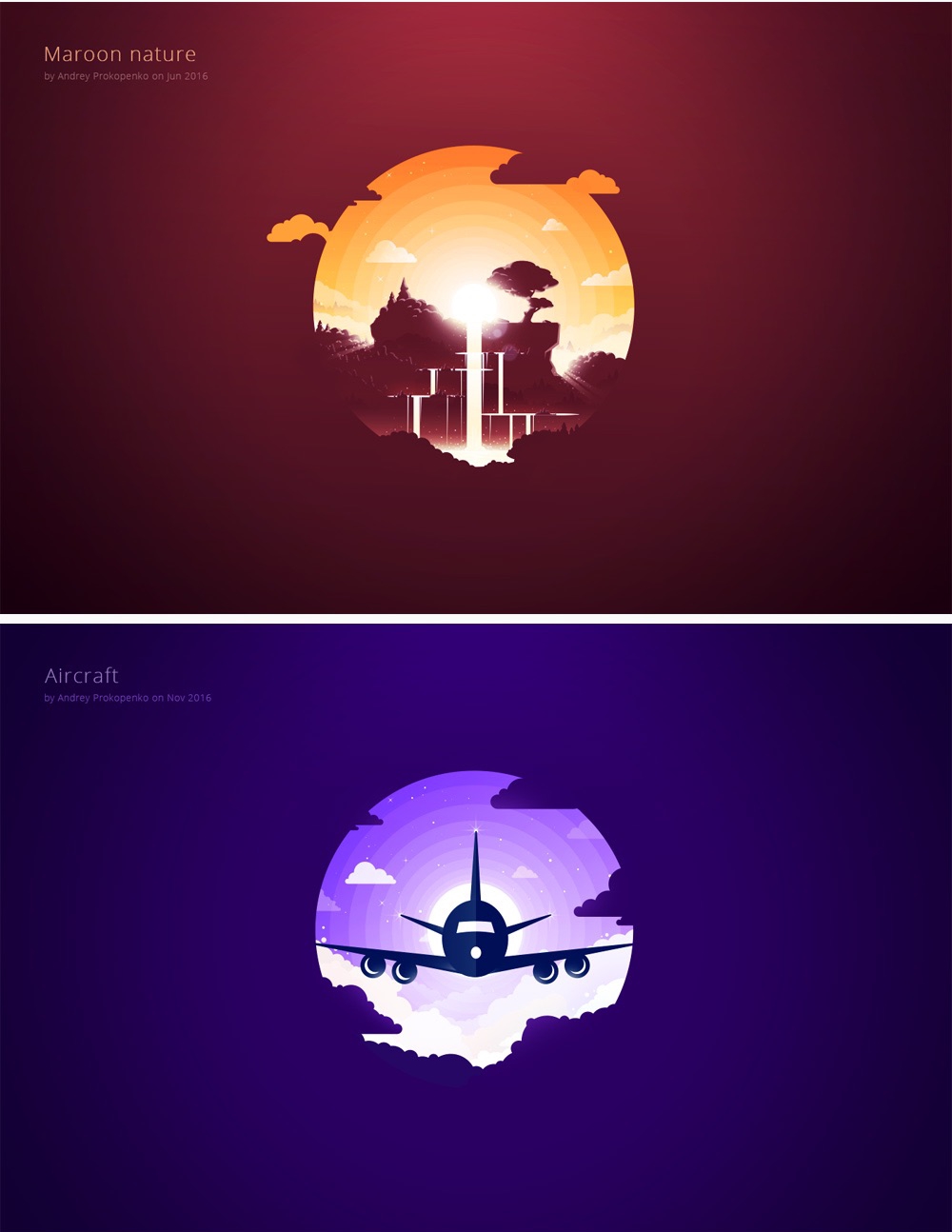 簡約唯美漸變插畫繪制，風(fēng)景美如畫!