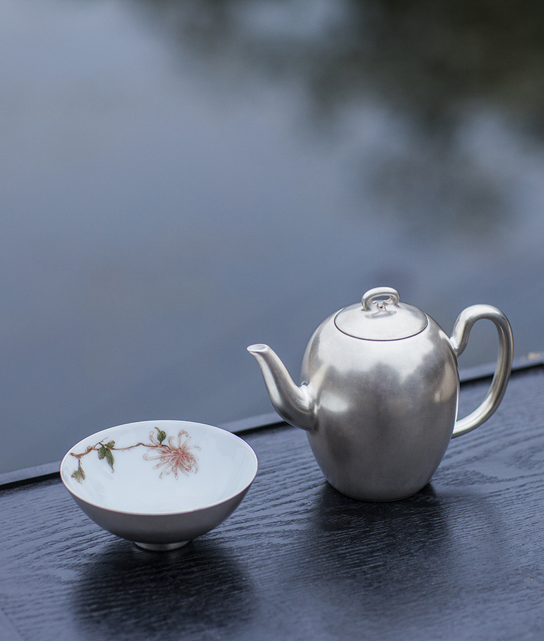 家佳樂文學梅蘭竹菊鎏銀茶具套裝