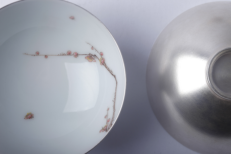 家佳樂文學梅蘭竹菊鎏銀茶具套裝