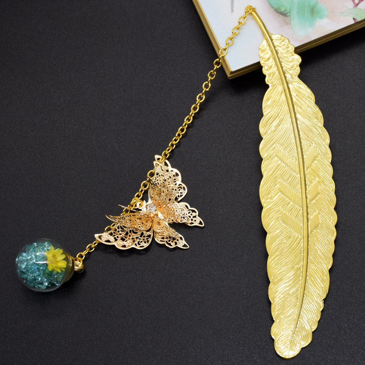 精致華麗書簽，蝴蝶飛舞金屬書簽