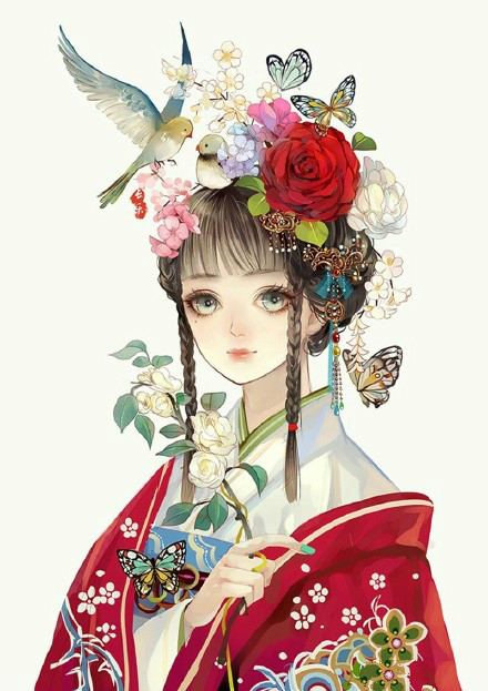 古典美女插畫，家佳樂文學(xué)手繪插畫
