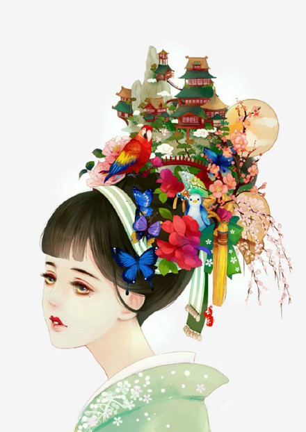 古典美女插畫，家佳樂文學(xué)手繪插畫