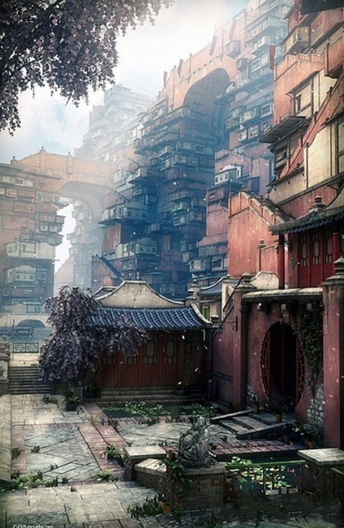 湖光月色插畫，景色秀麗手繪插畫