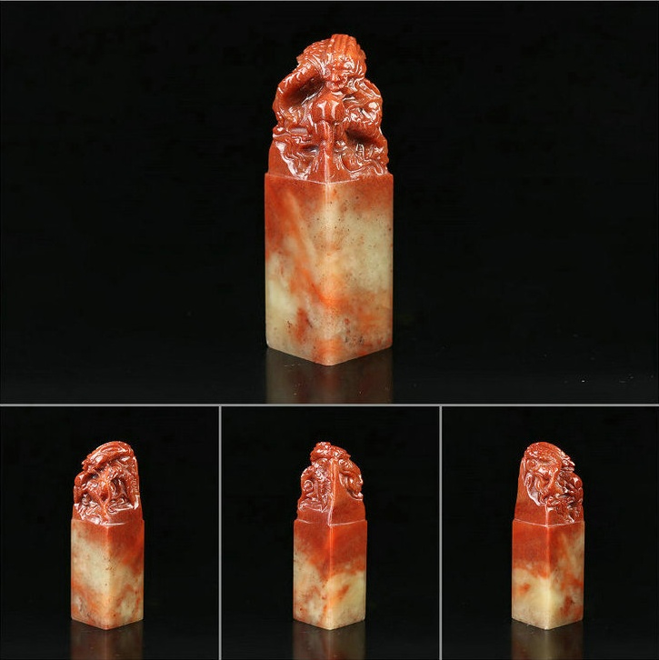 龍戲珠壽山石印章，獨(dú)具匠心印章圖片