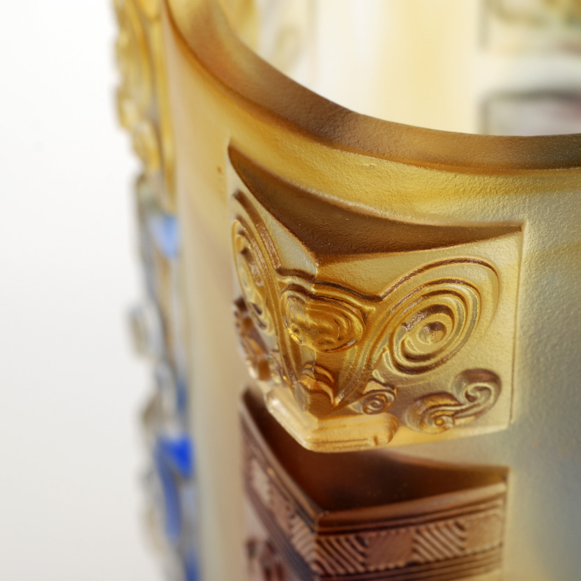 精美失蠟古琉筆筒，中國傳統(tǒng)手工琉璃筆筒