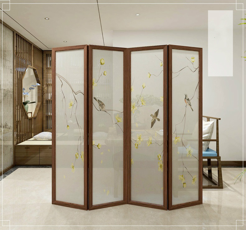 精致油畫屏風(fēng)，秀麗中式屏風(fēng)