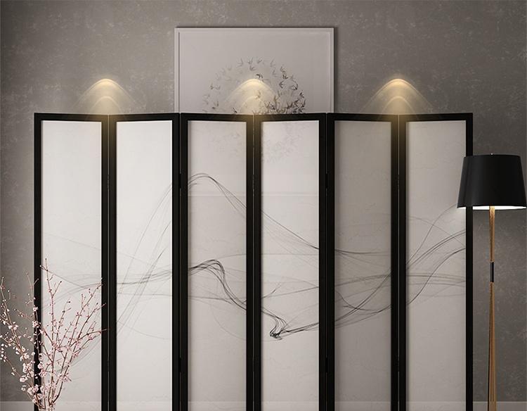 煙縷油布屏風(fēng)，簡約現(xiàn)代中式屏風(fēng)