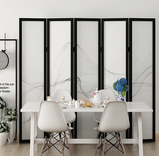 煙縷油布屏風(fēng)，簡約現(xiàn)代中式屏風(fēng)