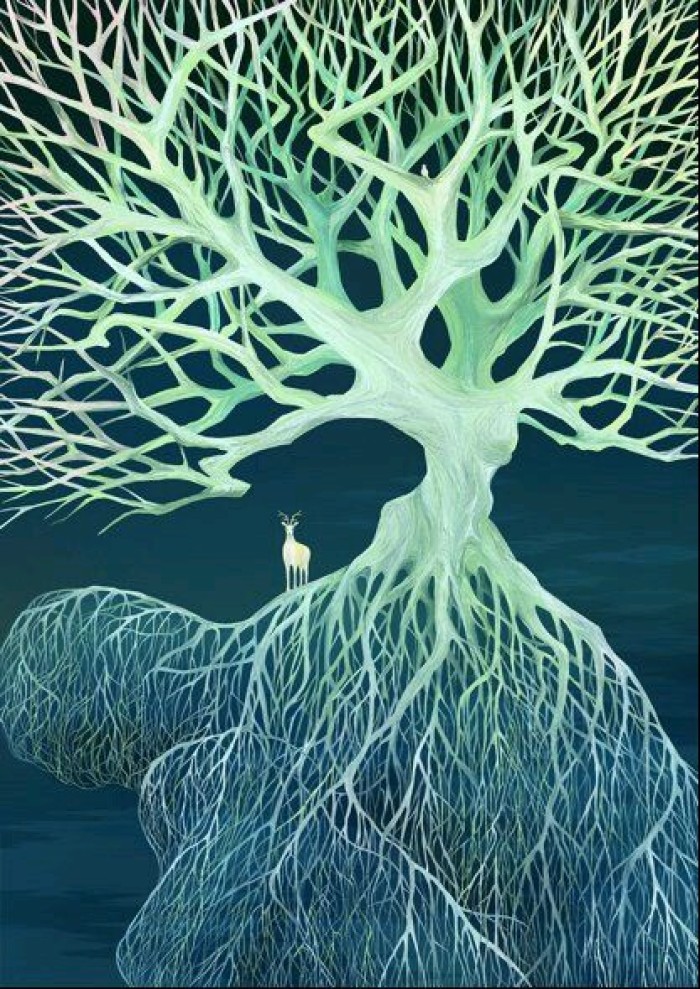 空靈浩大簡約插畫，風(fēng)格靜謐手繪插畫